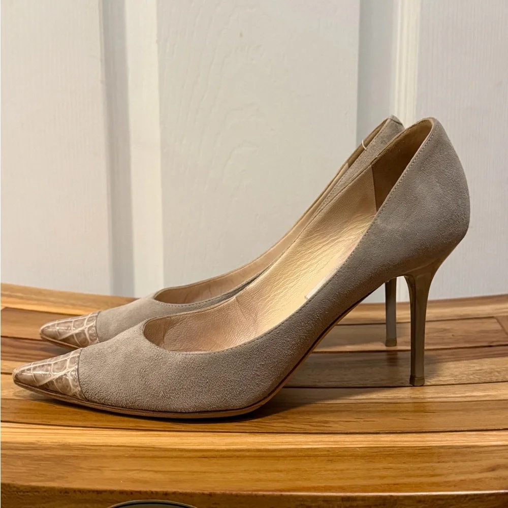 Authentic Jimmy Choo suede heels w/ Croc-Embossed toes 36.5